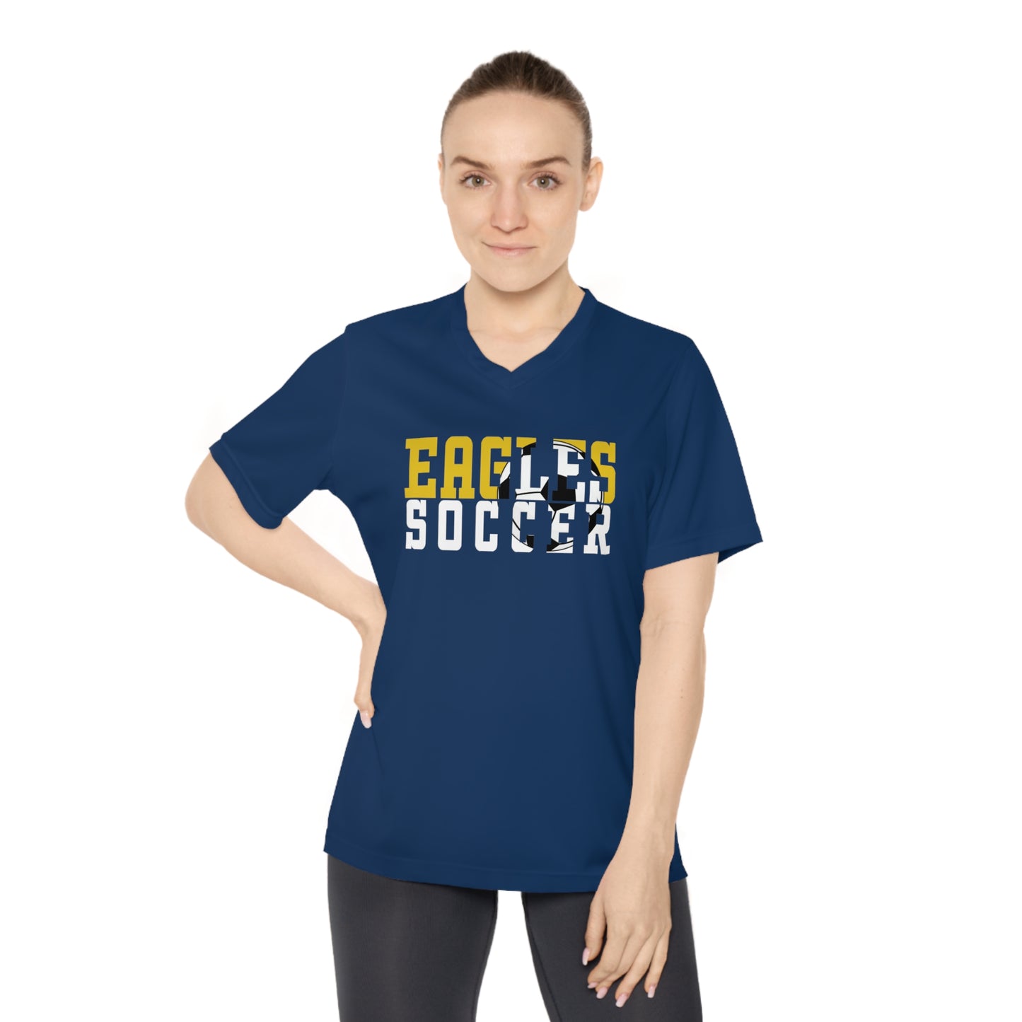 Soccer Cutout - Team 365 Women's Performance V-Neck T-Shirt