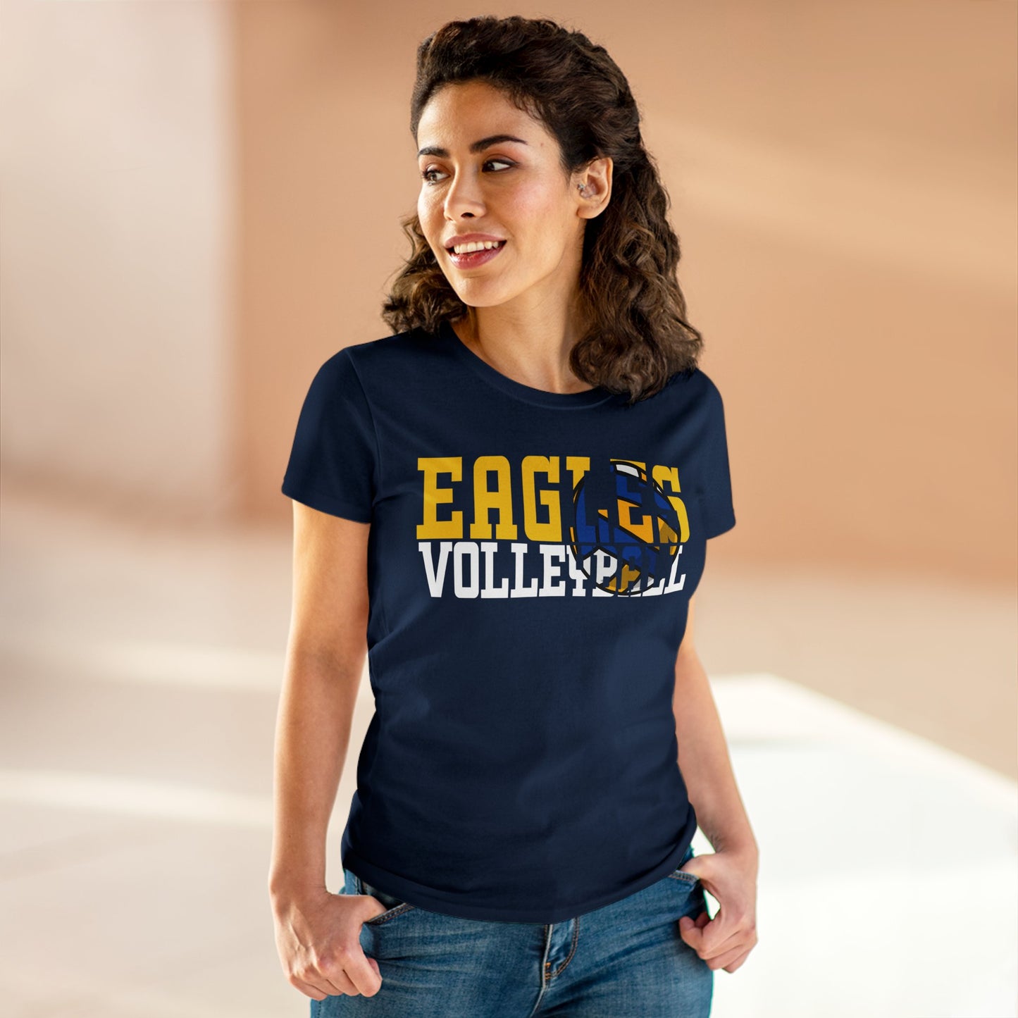 Volleyball Cutout - Gildan Women's Midweight Cotton Tee