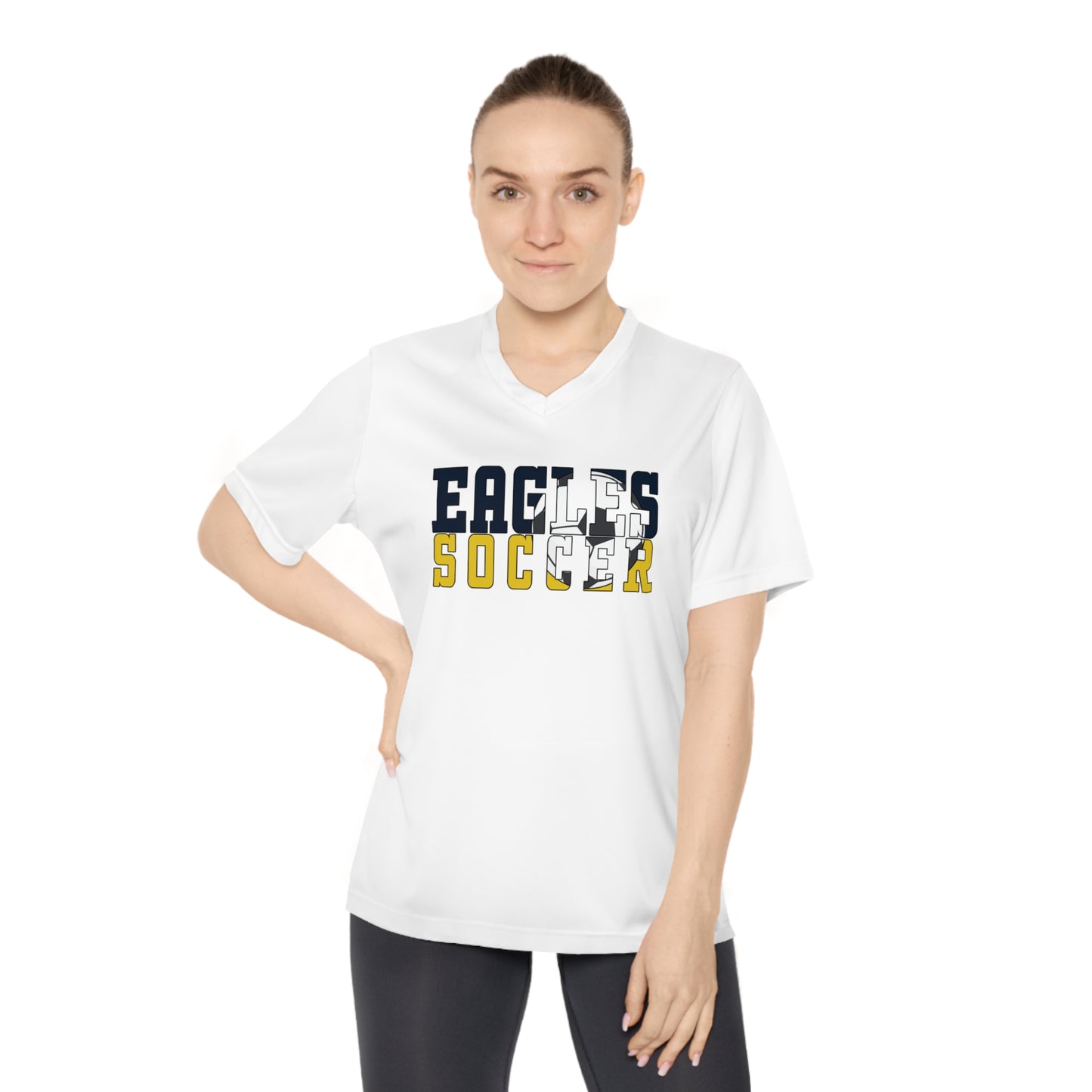 Soccer Cutout - Team 365 Women's Performance V-Neck T-Shirt