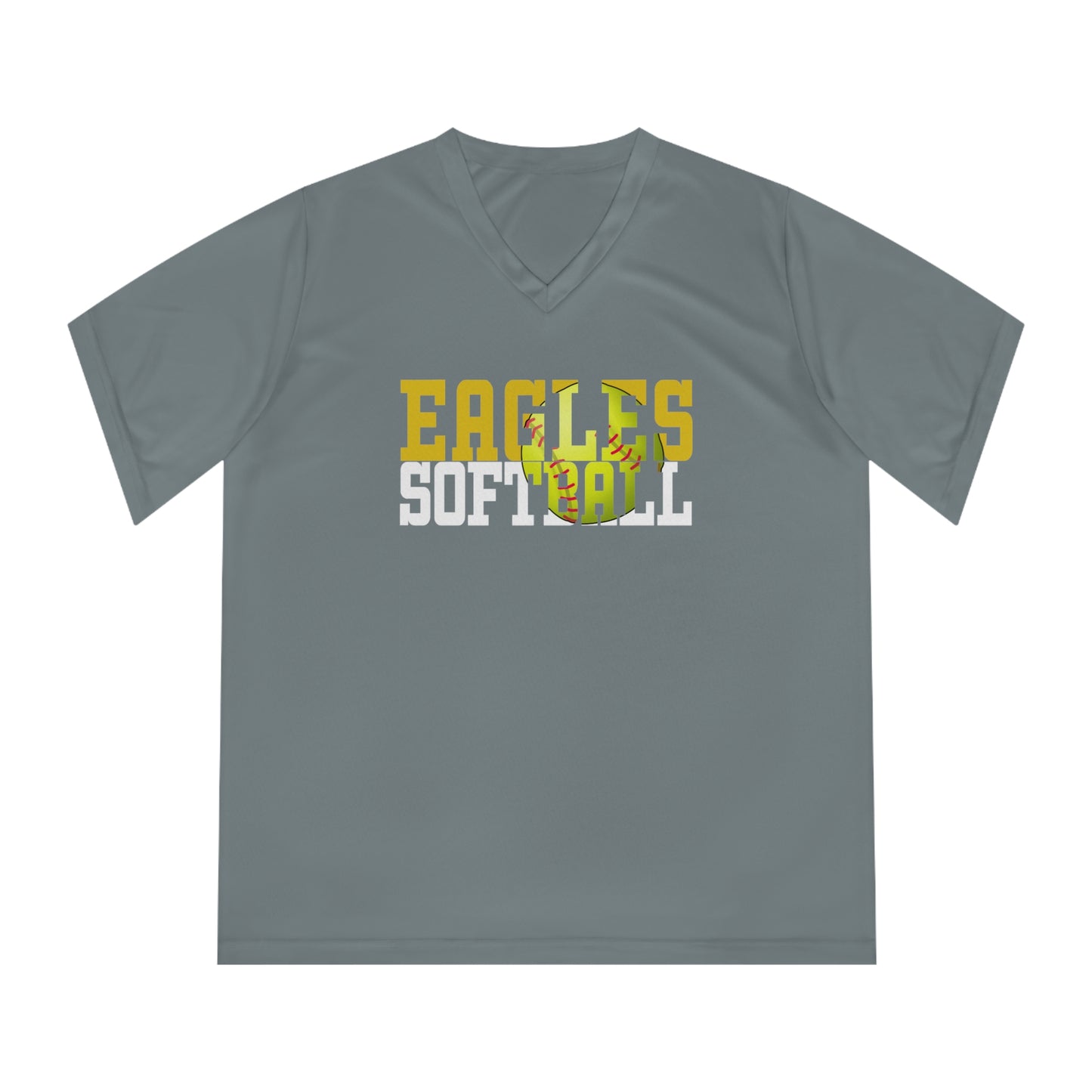 Softball Cutout - Team 365 Women's Performance V-Neck T-Shirt