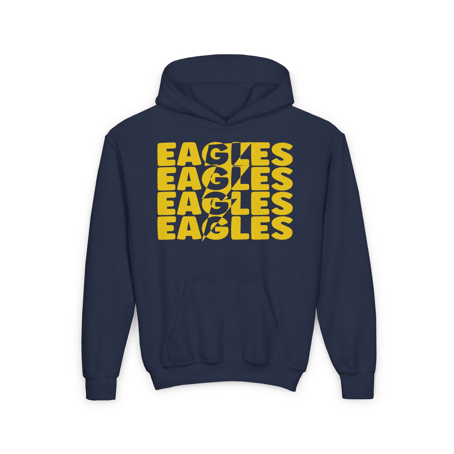 Lightning Bolt Eagle - Gildan Youth Heavy Blend Hooded Sweatshirt