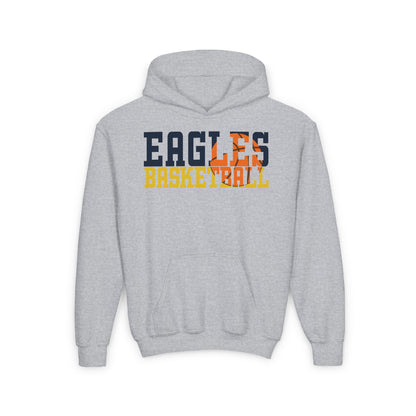 Baskeball Cutout - Gildan Youth Heavy Blend Hooded Sweatshirt