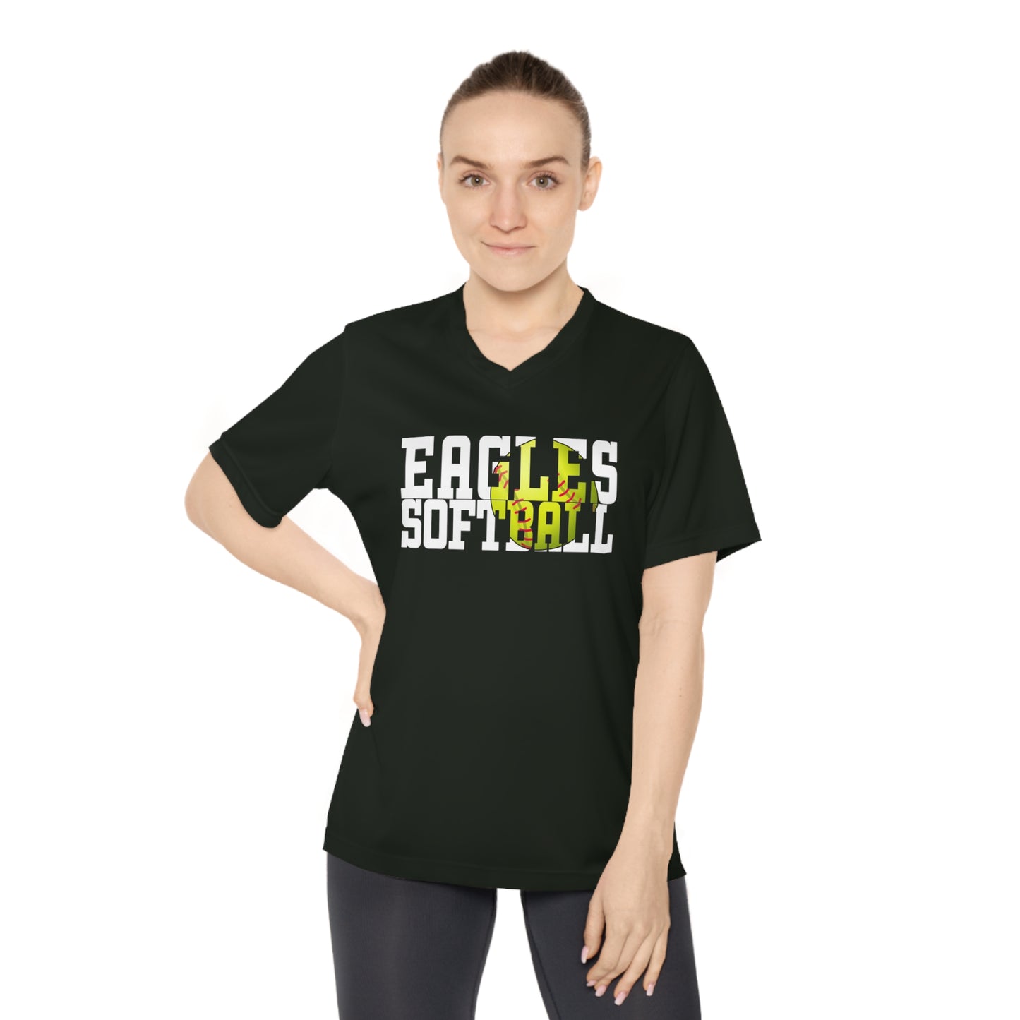 Softball Cutout - Team 365 Women's Performance V-Neck T-Shirt