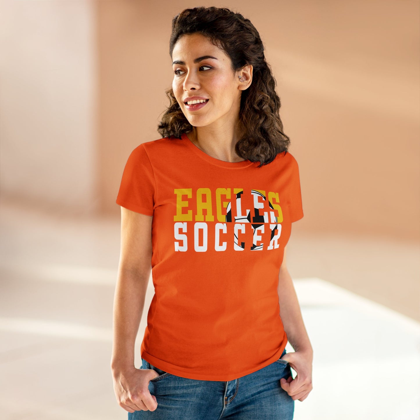 Soccer Cutout - Gildan Women's Midweight Cotton Tee