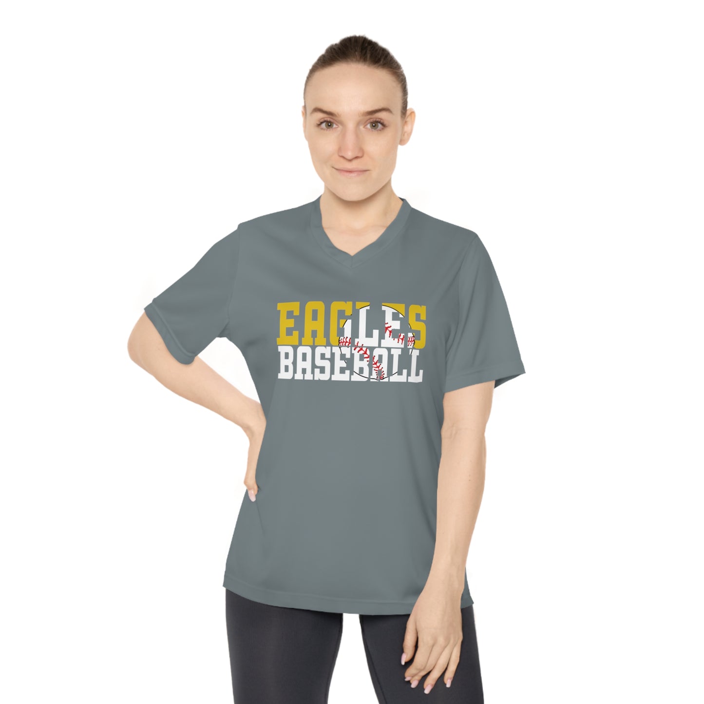 Baseball Cutout - Team 365 Women's Performance V-Neck T-Shirt