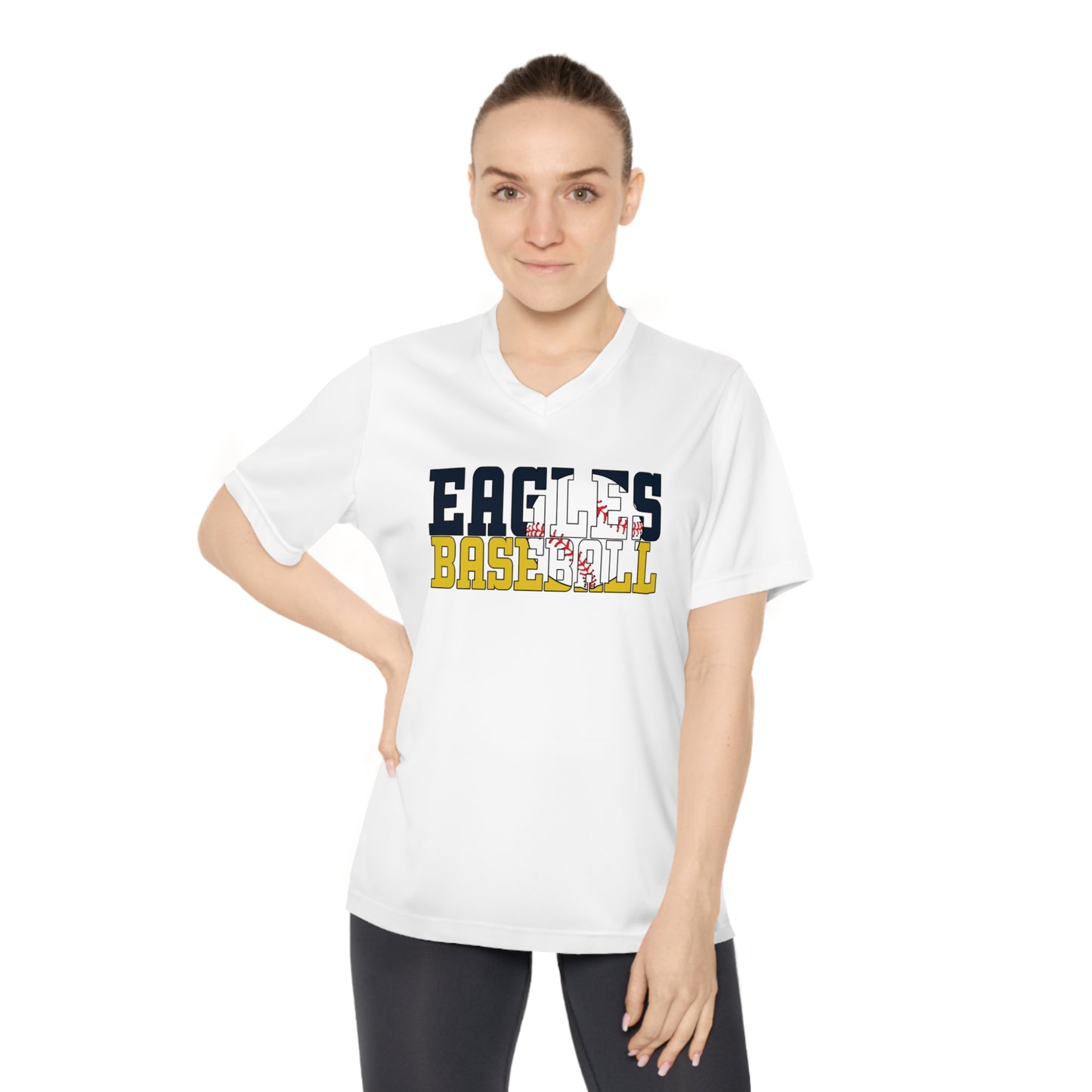 Baseball Cutout - Team 365 Women's Performance V-Neck T-Shirt