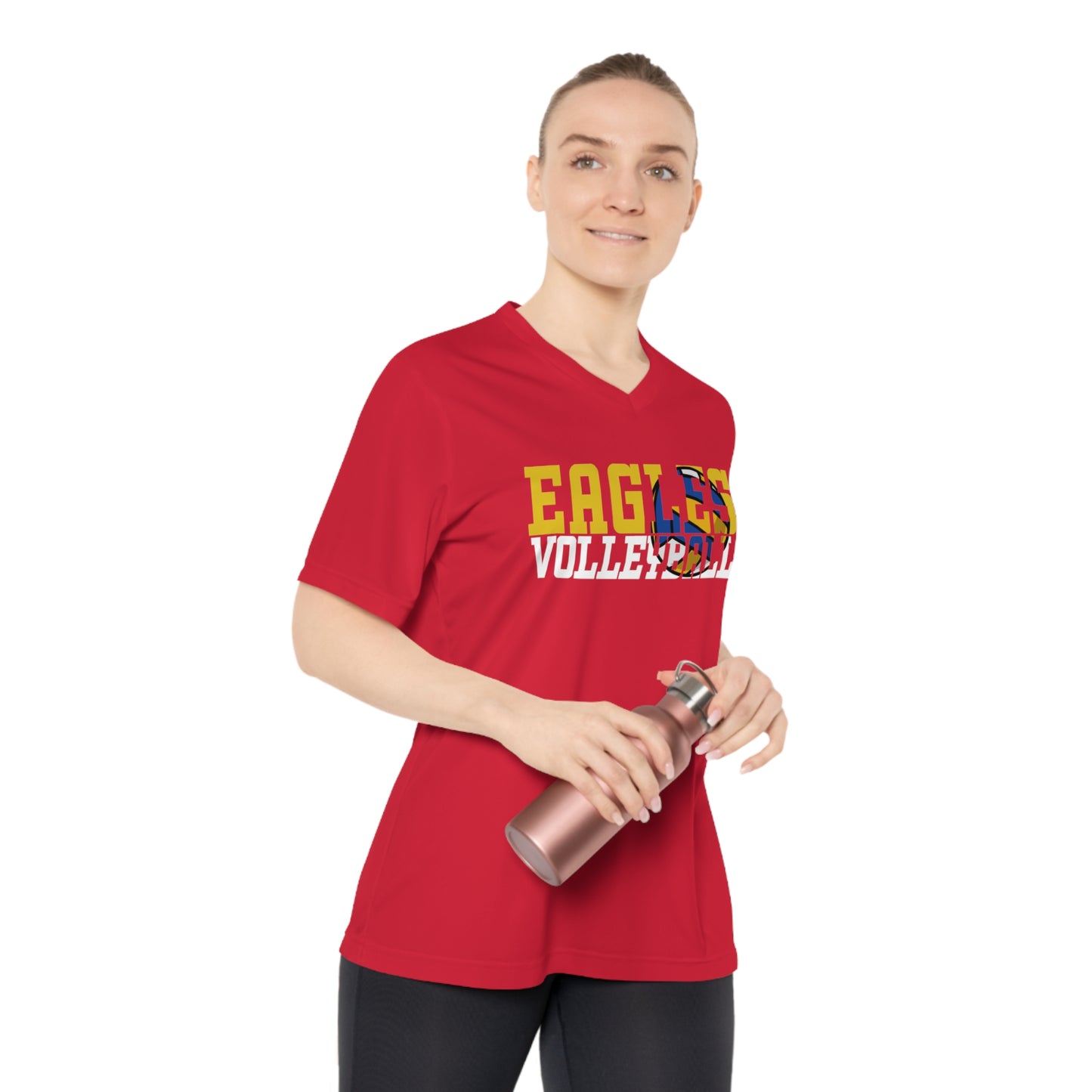 Volleyball Cutout - Team 365 Women's Performance V-Neck T-Shirt