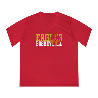 Basketball Cutout - Team 365 Women's Performance V-Neck T-Shirt