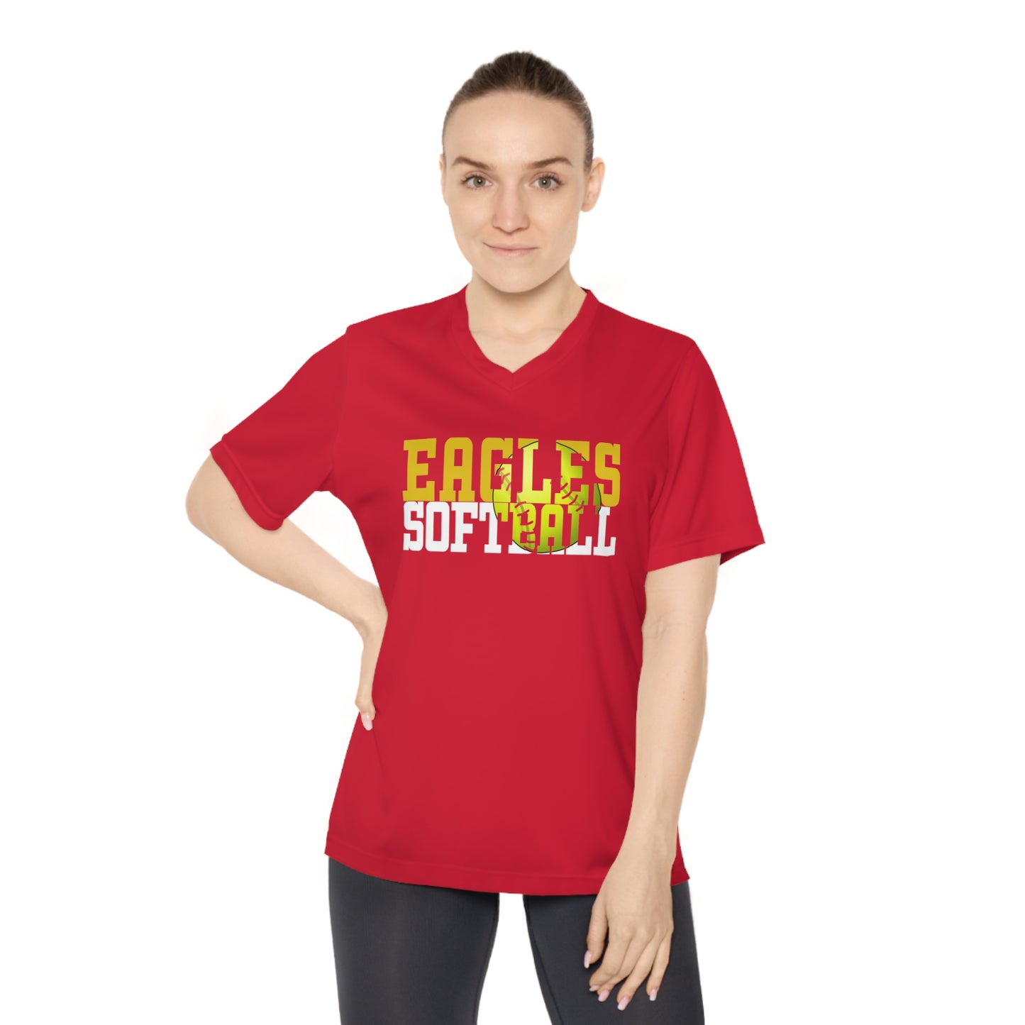 Softball Cutout - Team 365 Women's Performance V-Neck T-Shirt