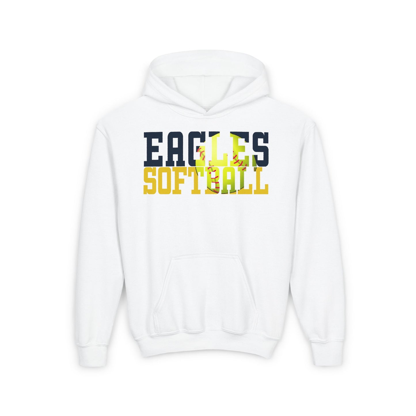 Softball Cutout - Gildan Youth Heavy Blend Hooded Sweatshirt