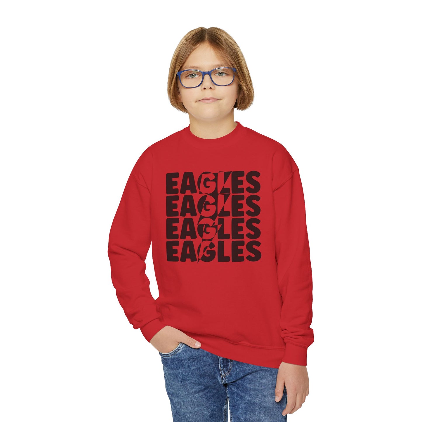 Lightning Bolt Eagle - Gildan Youth Crewneck Sweatshirt