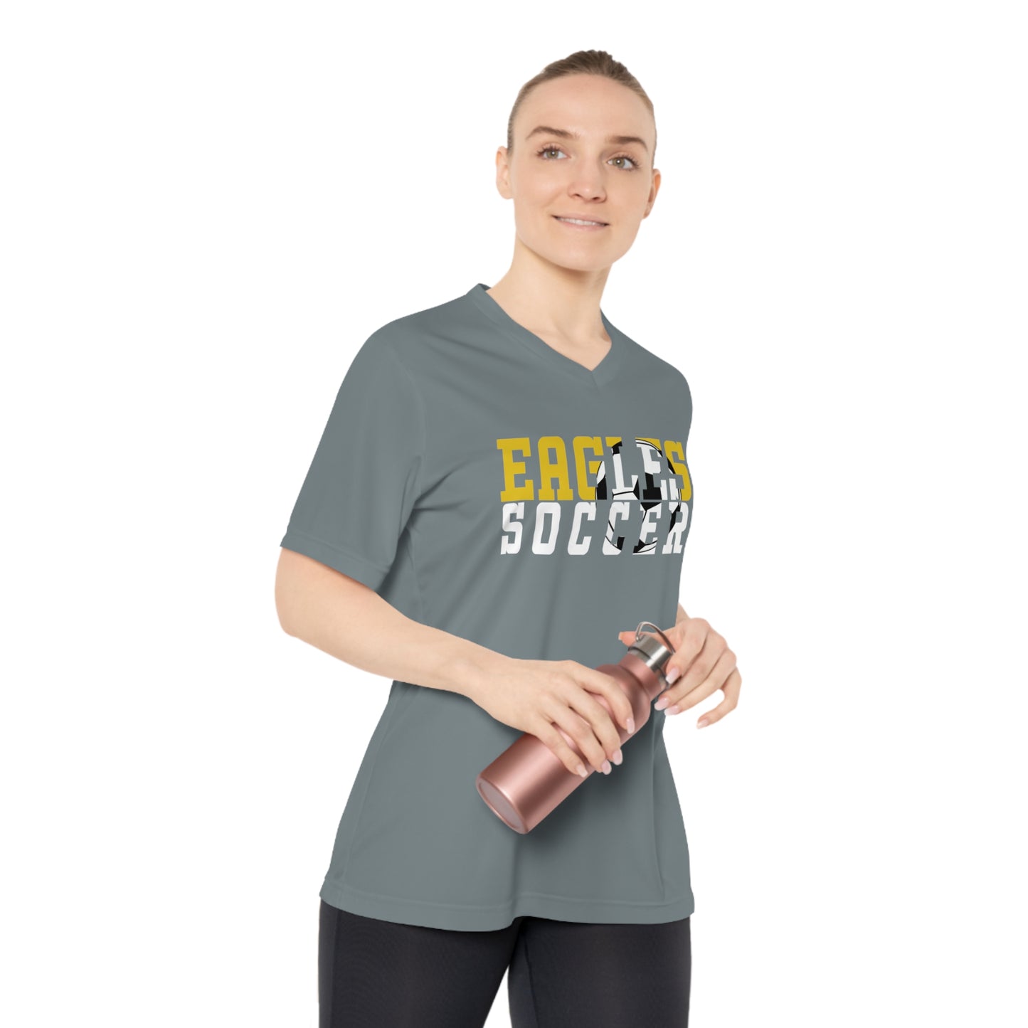 Soccer Cutout - Team 365 Women's Performance V-Neck T-Shirt