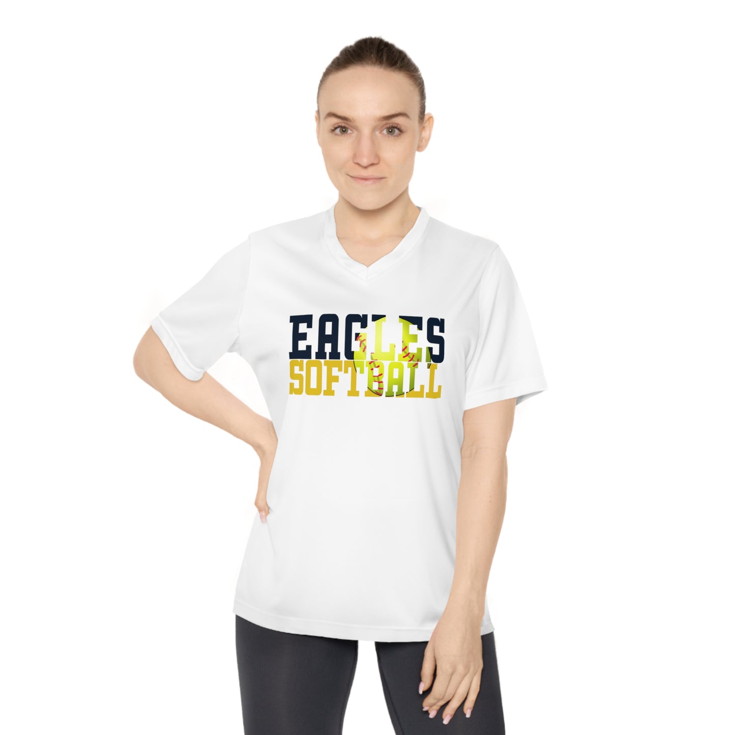 Softball Cutout - Team 365 Women's Performance V-Neck T-Shirt