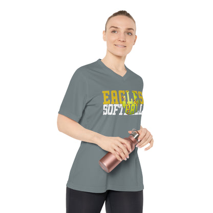 Softball Cutout - Team 365 Women's Performance V-Neck T-Shirt