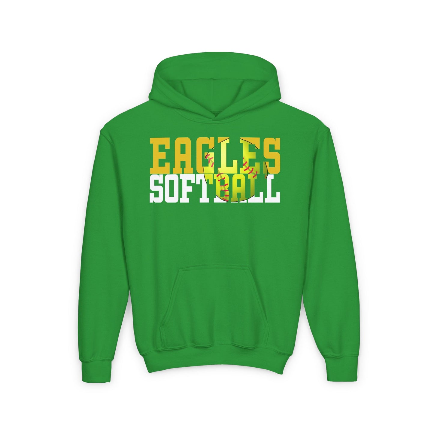 Softball Cutout - Gildan Youth Heavy Blend Hooded Sweatshirt