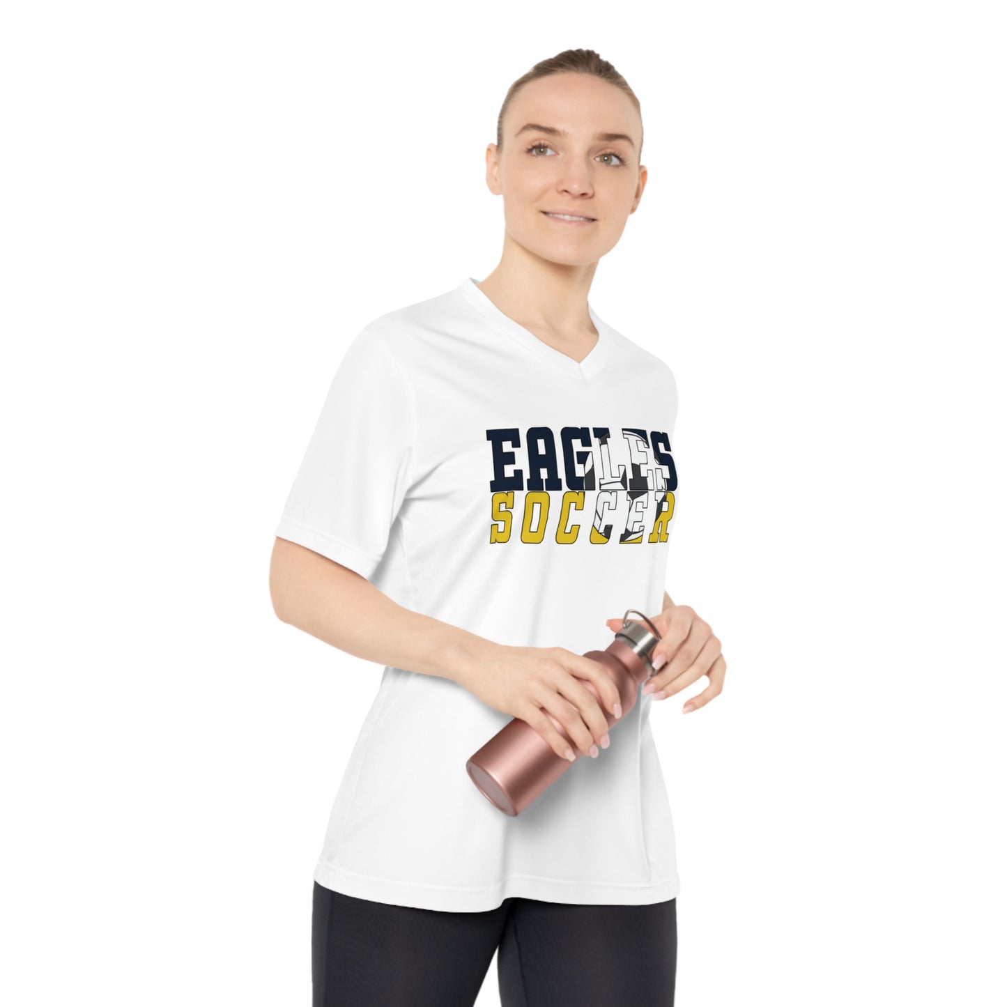 Soccer Cutout - Team 365 Women's Performance V-Neck T-Shirt