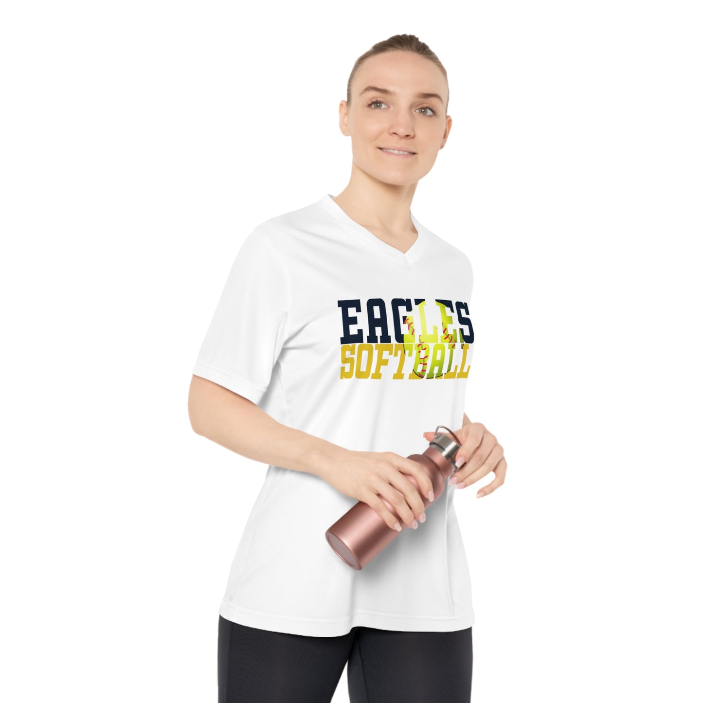 Softball Cutout - Team 365 Women's Performance V-Neck T-Shirt