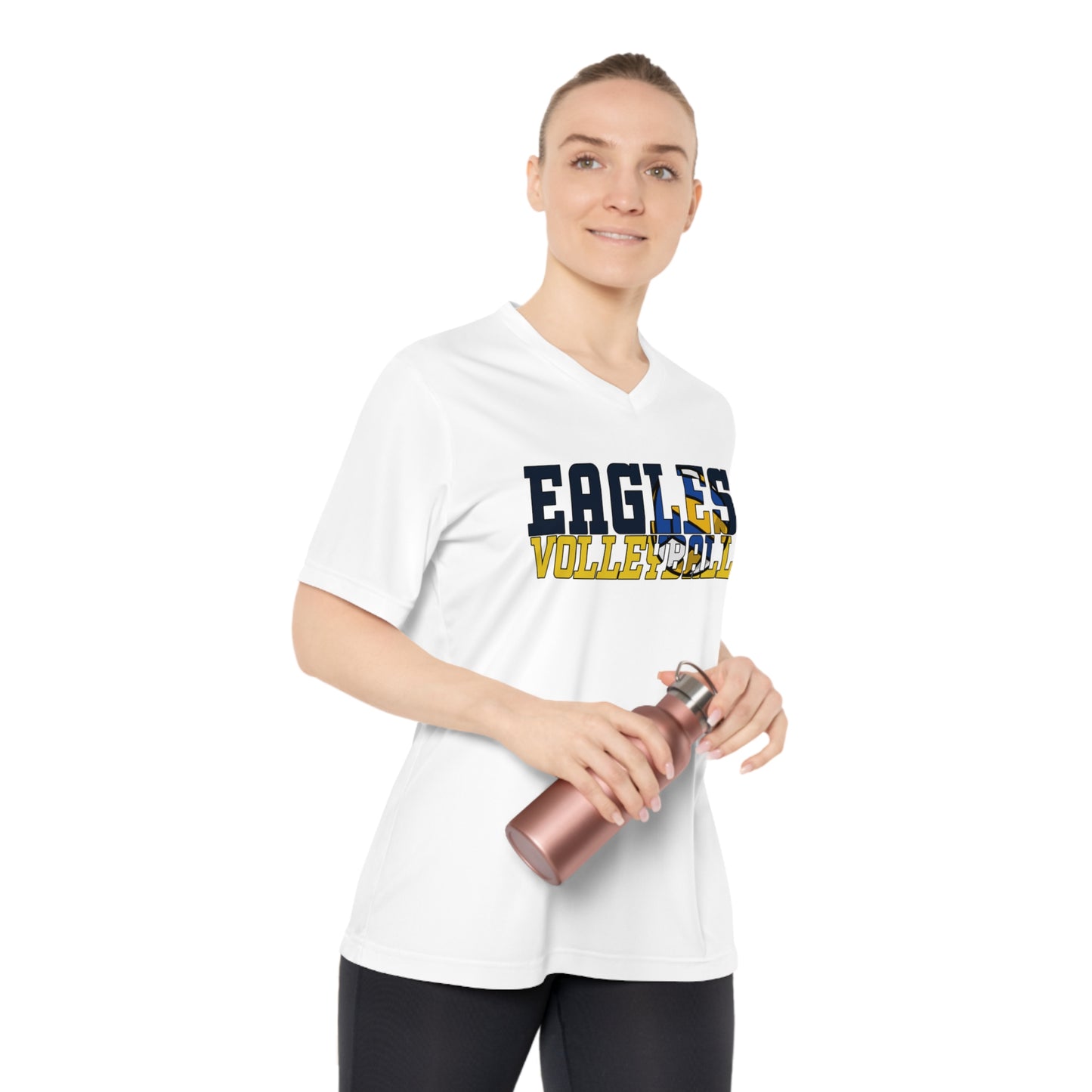 Volleyball Cutout - Team 365 Women's Performance V-Neck T-Shirt