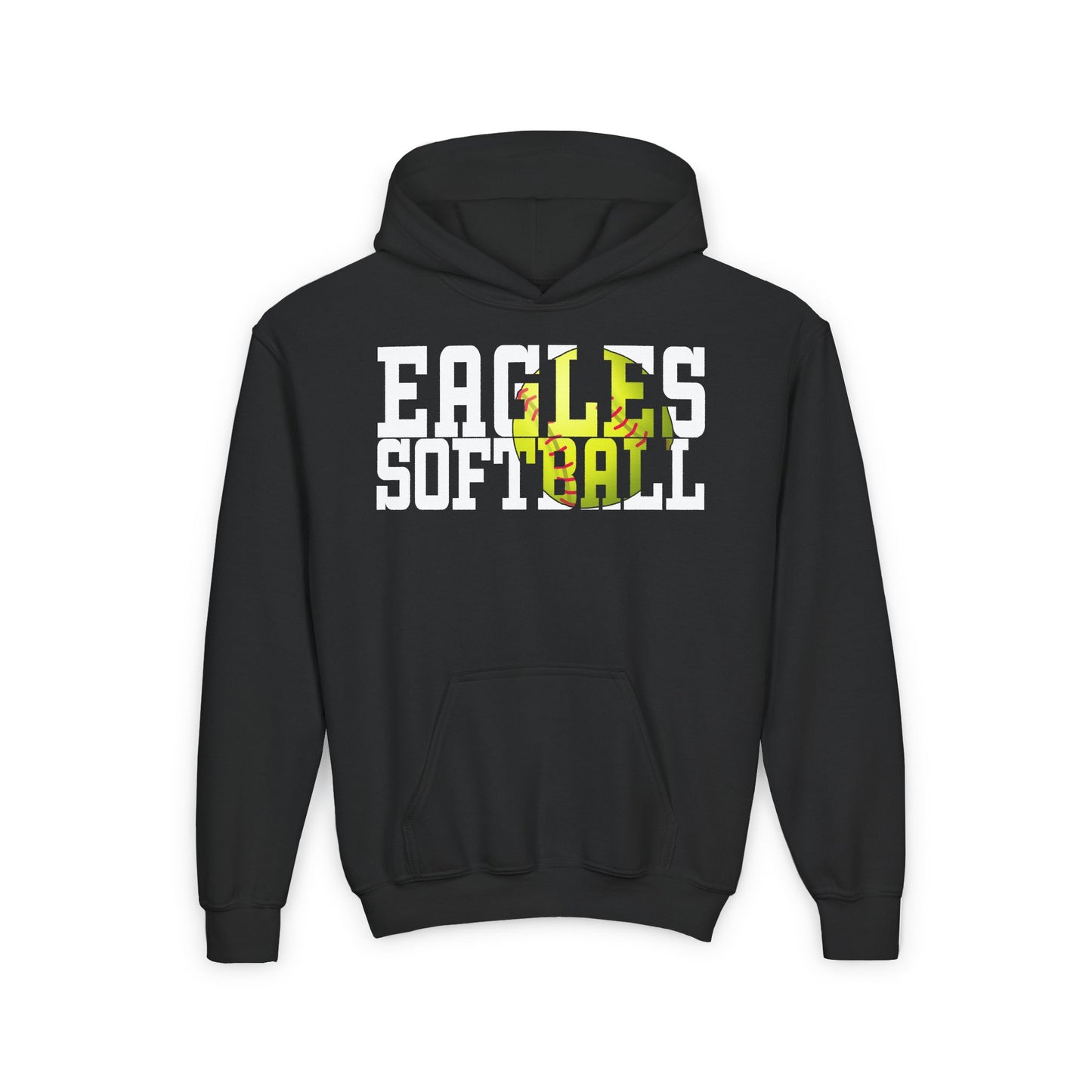 Softball Cutout - Gildan Youth Heavy Blend Hooded Sweatshirt