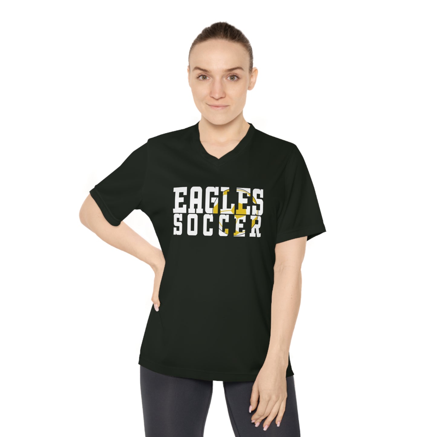 Soccer Cutout - Team 365 Women's Performance V-Neck T-Shirt