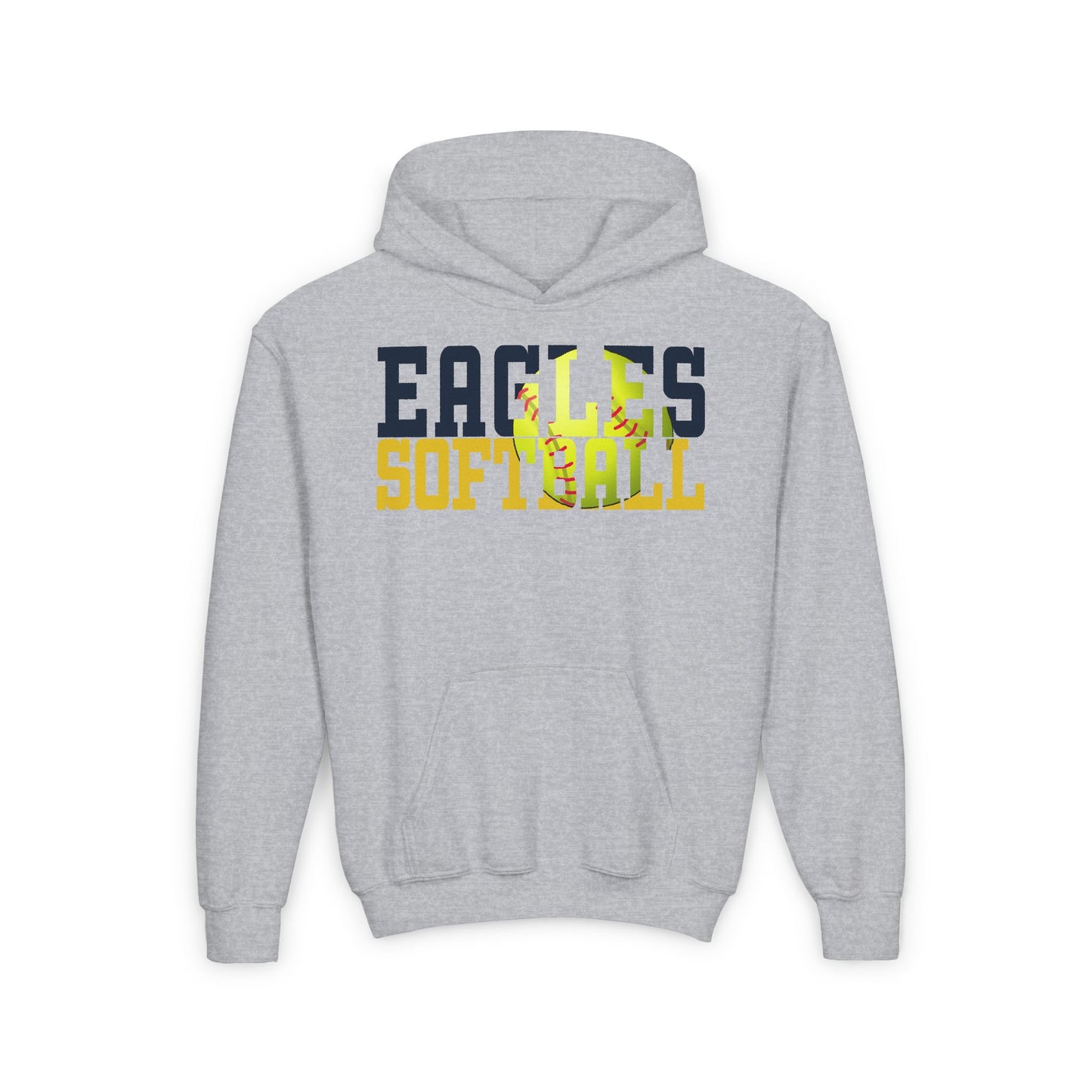 Softball Cutout - Gildan Youth Heavy Blend Hooded Sweatshirt