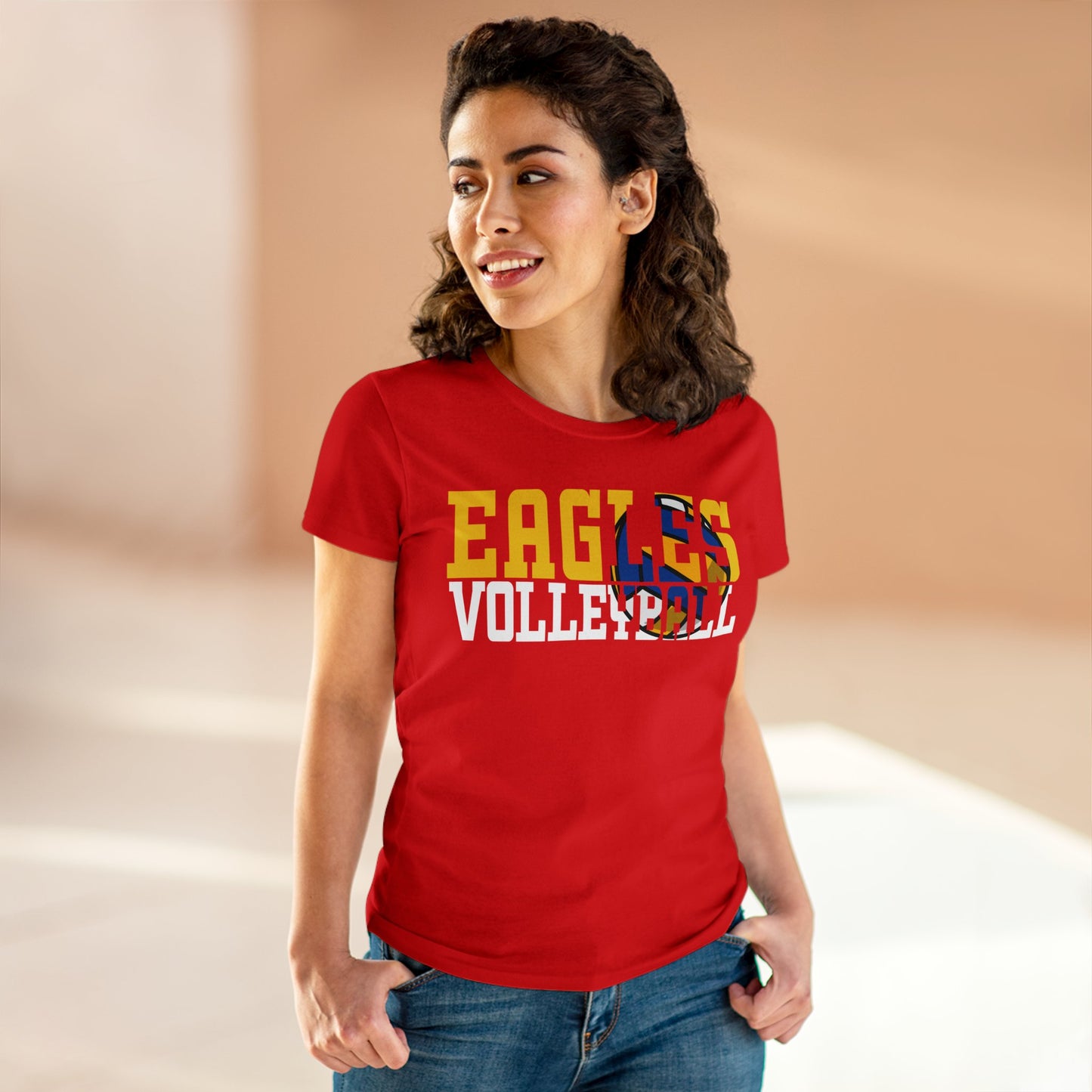 Volleyball Cutout - Gildan Women's Midweight Cotton Tee