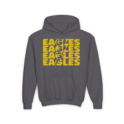 Lightning Bolt Eagle - Gildan Youth Heavy Blend Hooded Sweatshirt