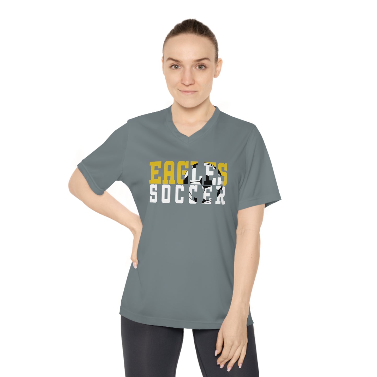 Soccer Cutout - Team 365 Women's Performance V-Neck T-Shirt