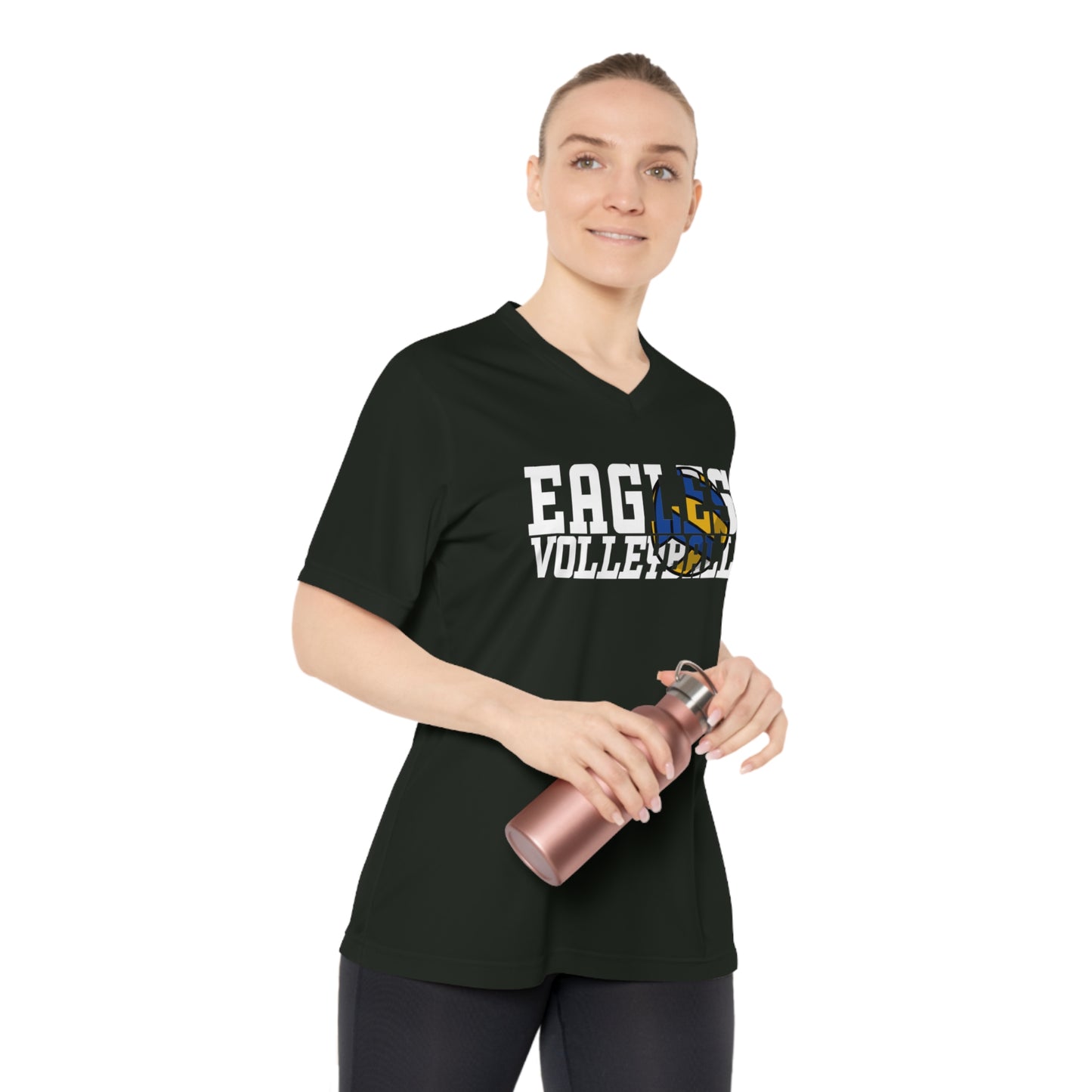 Volleyball Cutout - Team 365 Women's Performance V-Neck T-Shirt